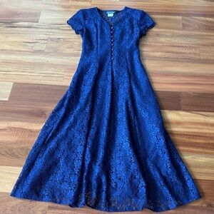 Blue Lace Fit-and-Flare Dress
